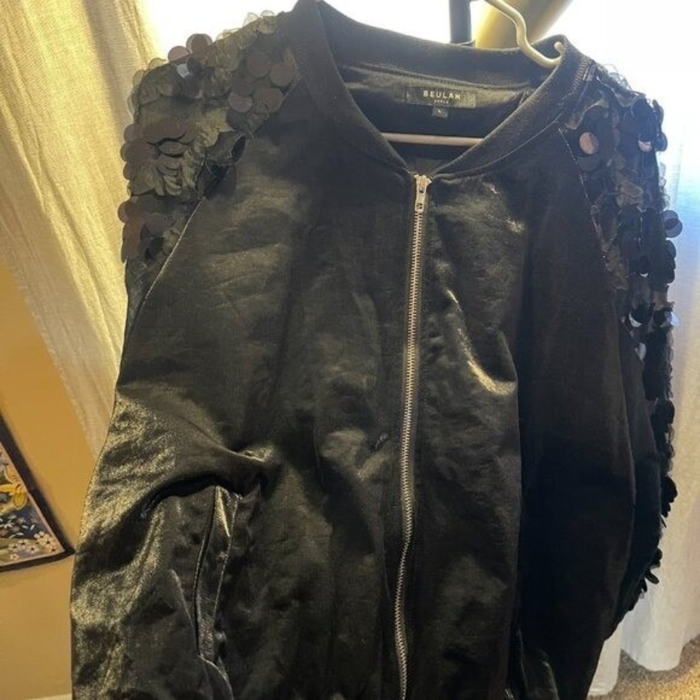 Beulah sequin bomber special occasion oversize glam satin liner going out LG - Picture 5 of 7